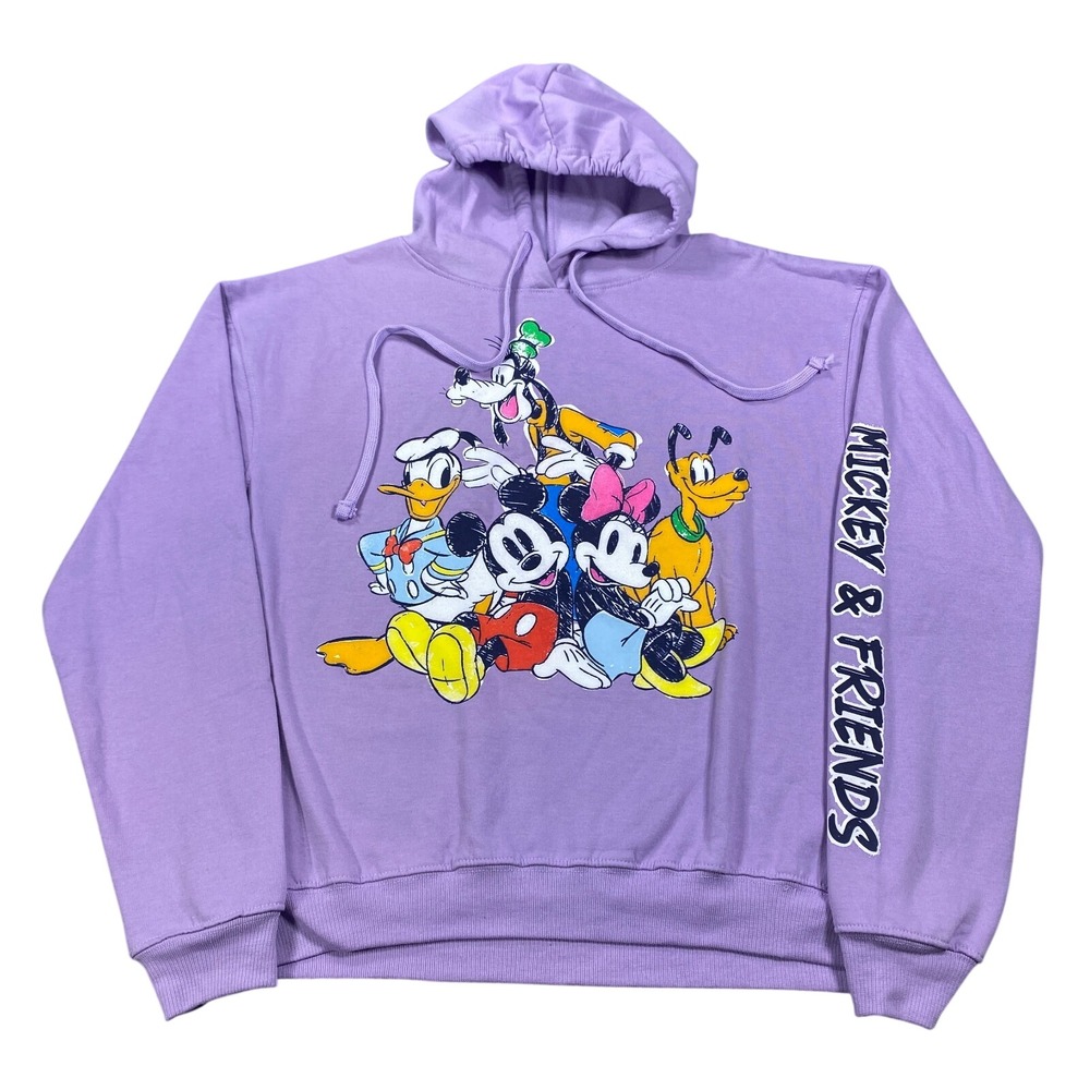 NWT Disney Mickey & Friends Hoodie Women Medium Lilac‎ Purple Long Sleeve Fleece